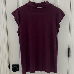 LOFT Mock Neck Flutter Sleeve Top